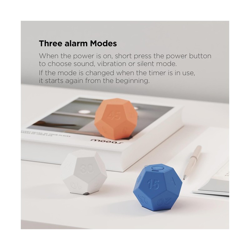 mooas Dodecagon Time Ball Rechargeable Mini Timer (White), 11 preset time, De... gallery