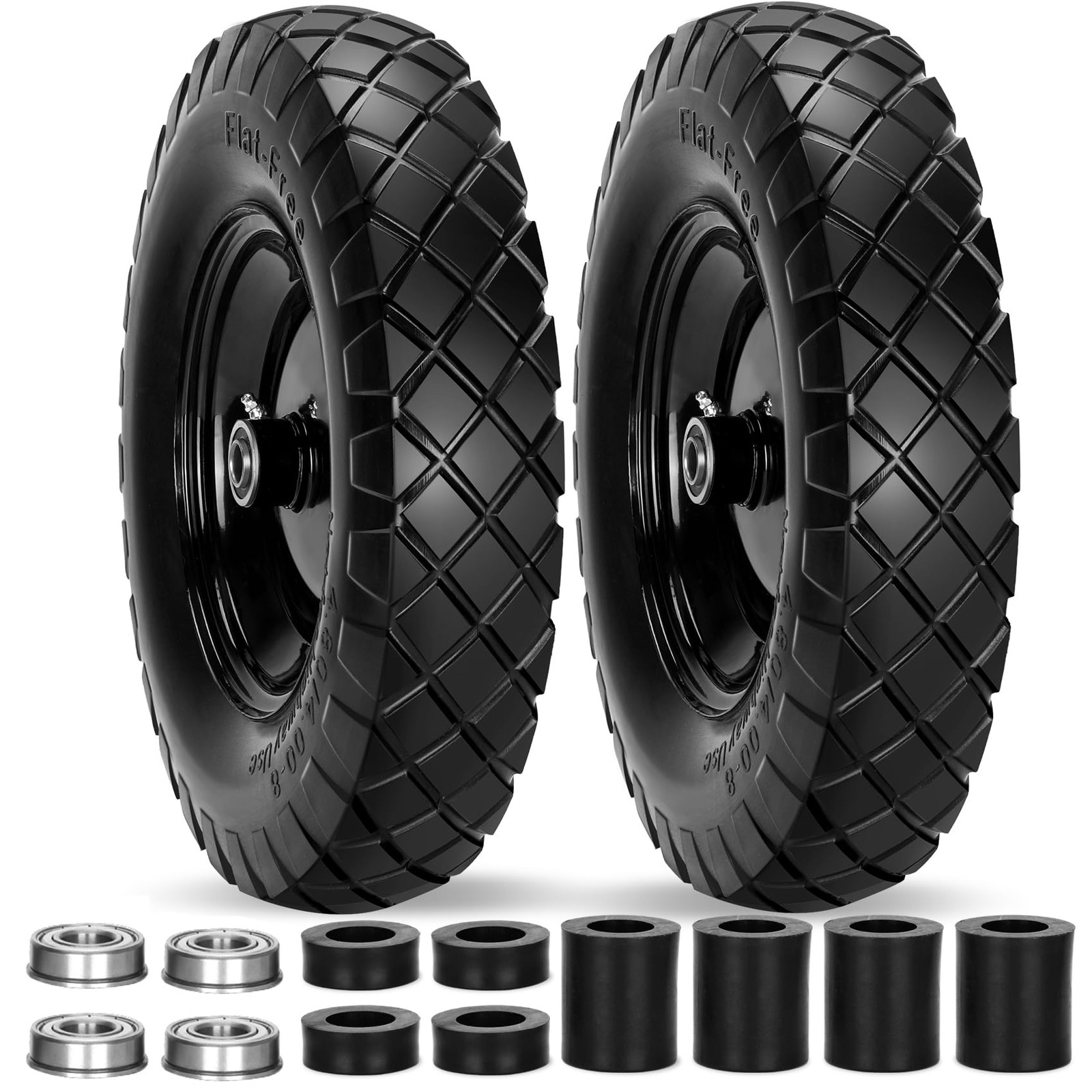 16 Inch Flat Free Wheelbarrow Tire Solid 4.80 4.008 Polyurethane 5/8 3/4 Inch B gallery