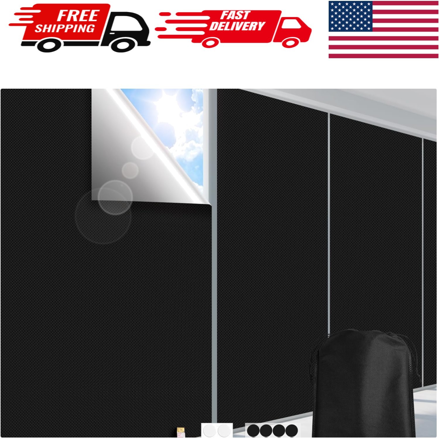 100% Black Out Shades for Indoor Use – No Drill, Cuttable, Thermal Insulation gallery