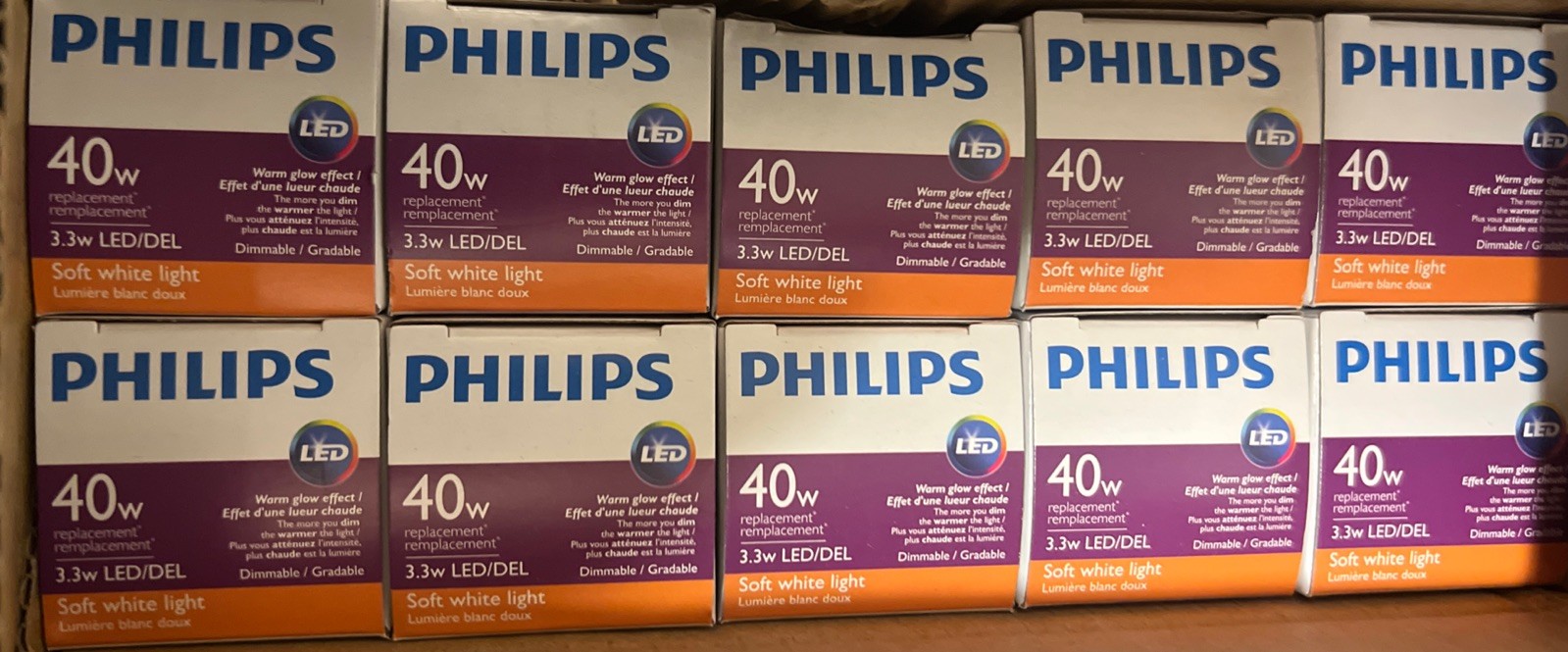 10 Pack PHILIPS 549568 LED Bulb B11 3.3W 300 Lumen 2700K 90CRI 120V Dimmable E12 gallery