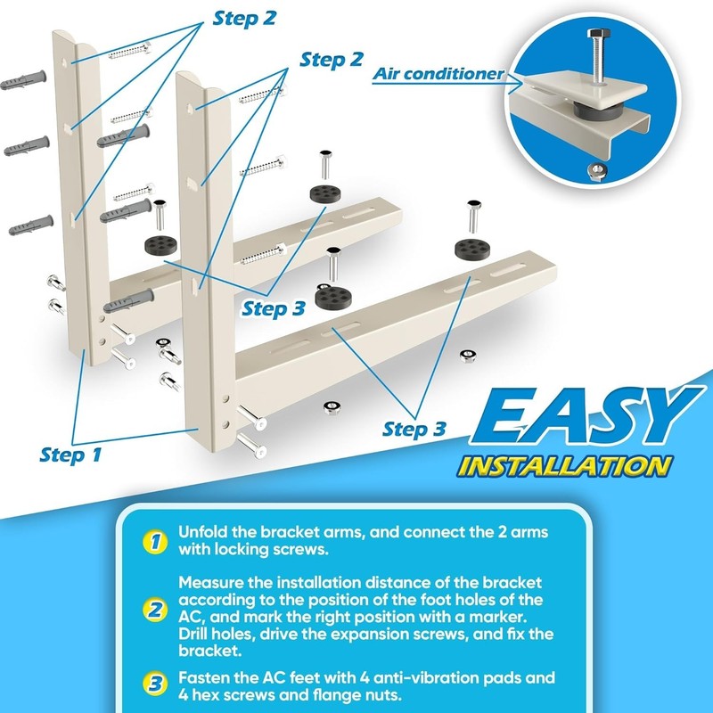 Alloy Steel Mini Split Wall Mount Bracket for Ductless AC Units 485 LBS Capacity gallery
