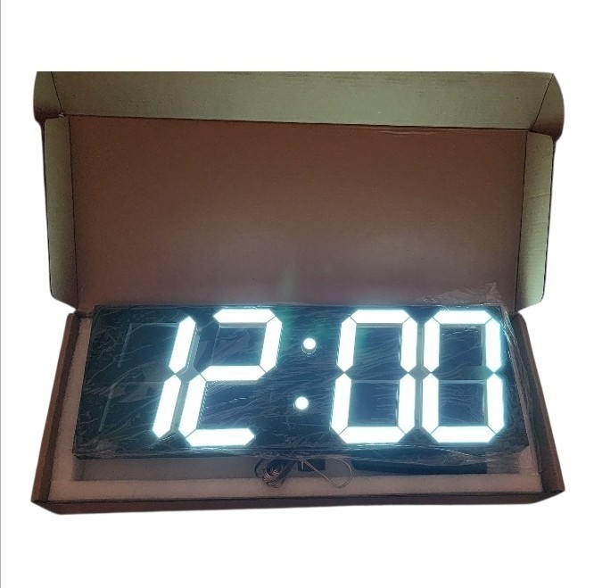 Large LED Wall Clock Remote Control Auto Dimmer Countdown Timer White Display gallery