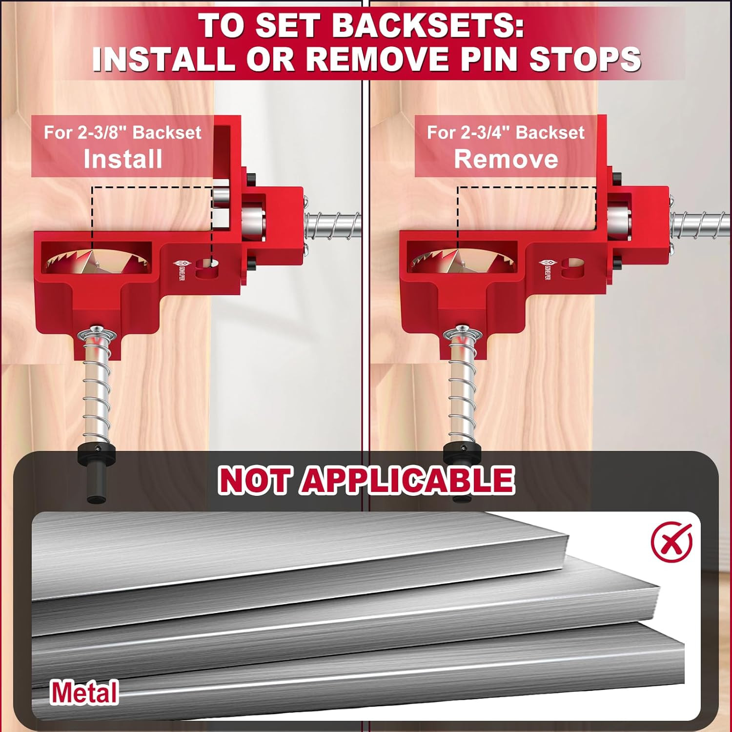 Door Lock Installation Kit for 1-3/8" and 1-3/4" Wooden Doors with Guide Templat gallery