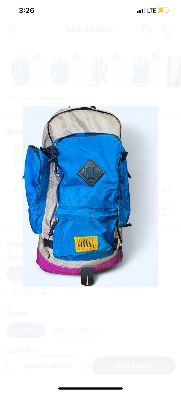 Vtg Kelty Redwing RG Internal Frame Soft Pack Backpack Red Blue