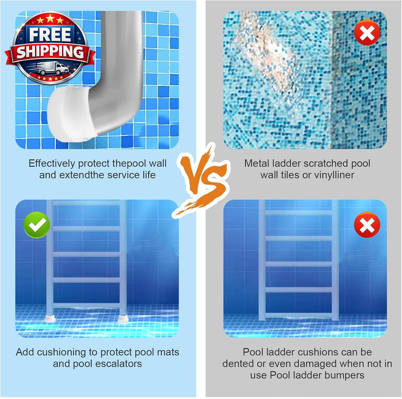 Pool Ladder Bumpers for Inground Pools - 2 Pack Rubber Steps inside Plug Caps Fi gallery