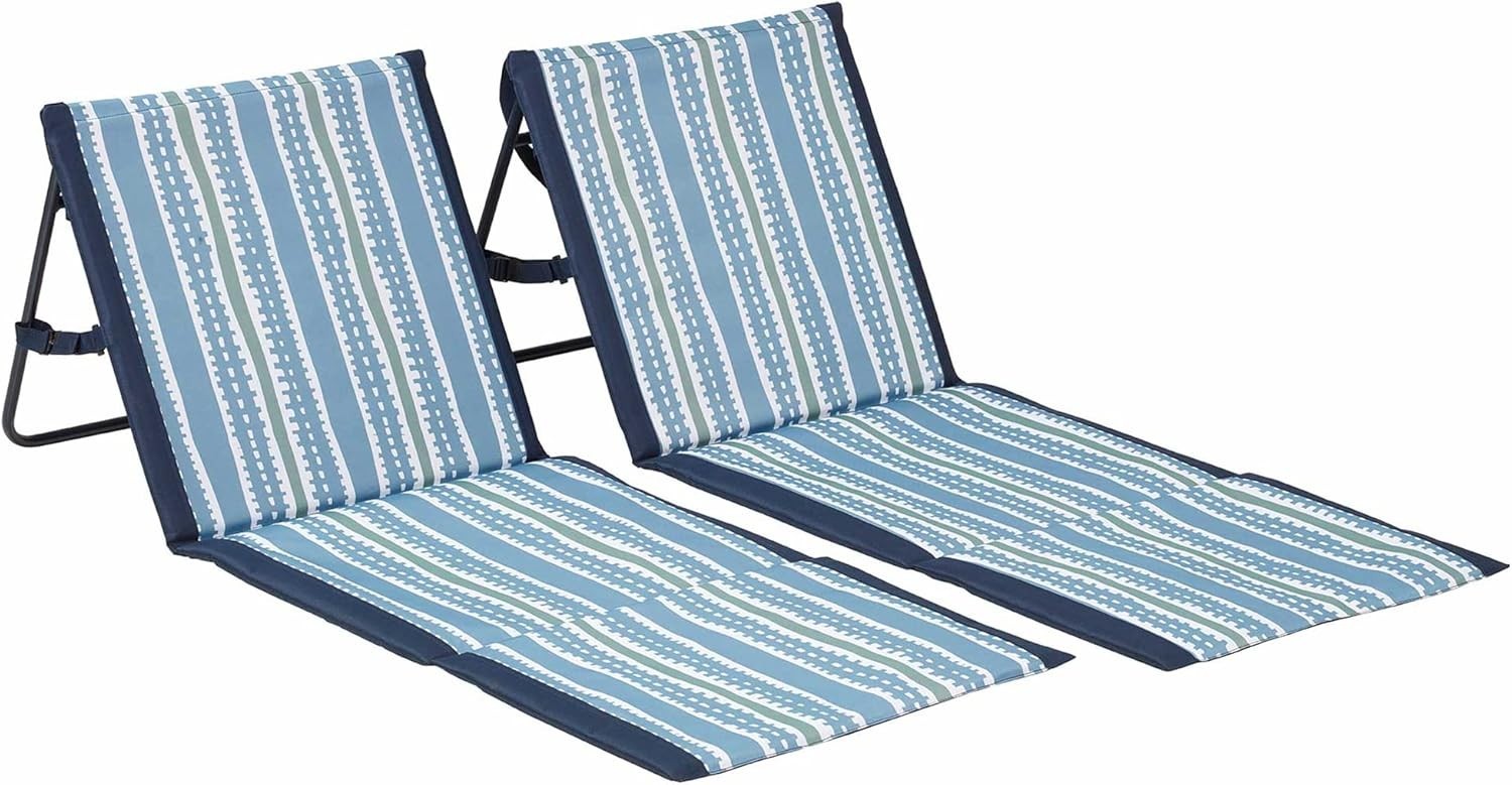 Lightspeed 2PK Lounger Mud Stripes Blue Camping Beach Chairs NEW Sealed gallery