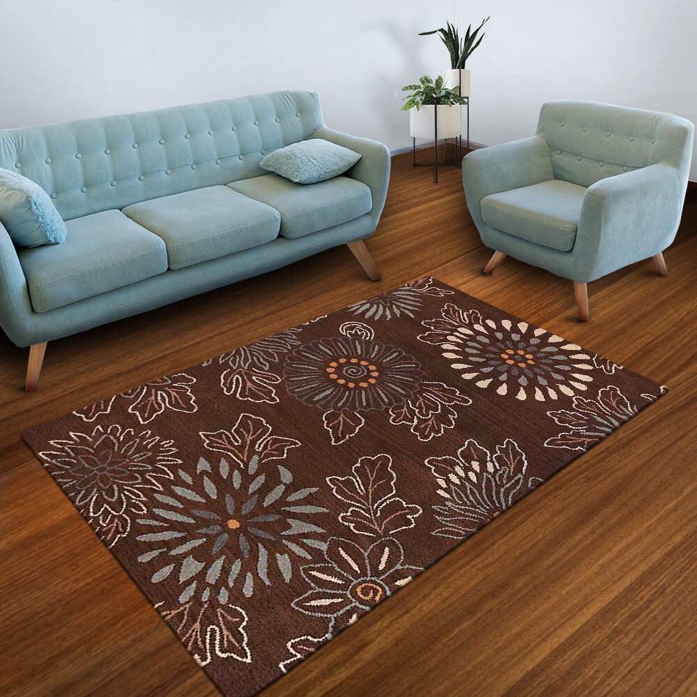 Eco-Friendly Hand Tufted Wool Area Rug Floral Brown BBH Homes BBK00730 gallery