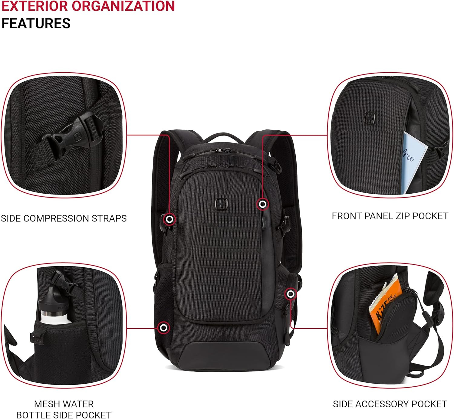 3598 Backpack Narrow Daypack, Black Ballistic, 18-Inch 3