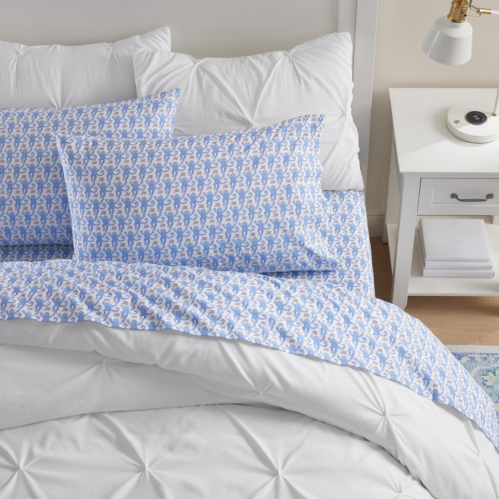 Best Seller Roller Rabbit Monkey Organic Sheet Set,Twin/Twin XL Blue gallery