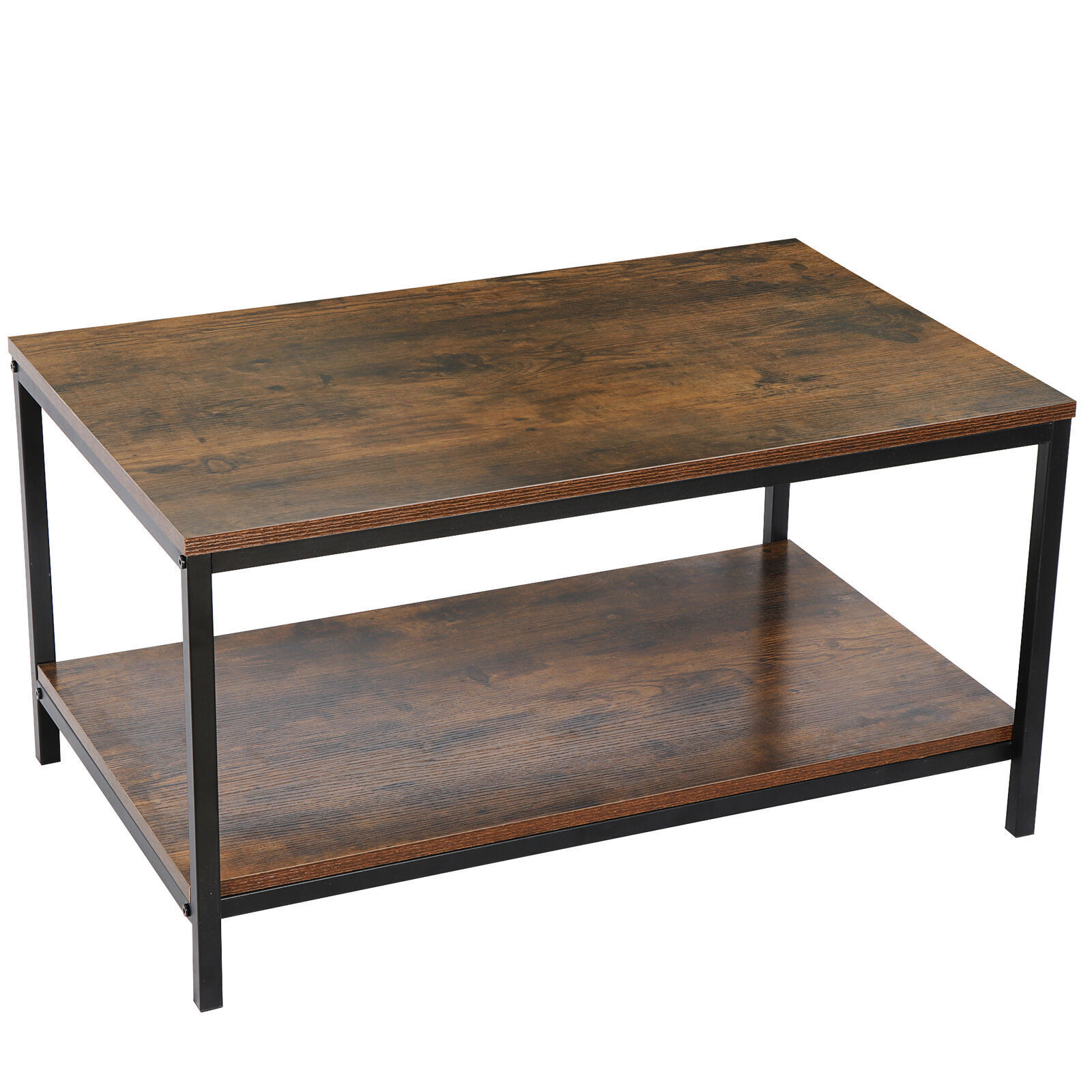 2-Tier Industrial Coffee Table Rectangle TV Stand Side End Table w/Storage Shelf gallery