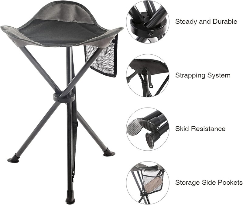 Portable Tall Folding Tripod Stool for Camping & Outdoor Adventures - 225 lbs gallery