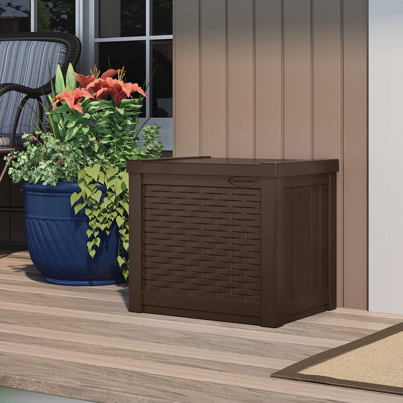Suncast 2 Pack 22-Gallon Small Deck Box - Lightweight Resin 2 Pack, Java gallery