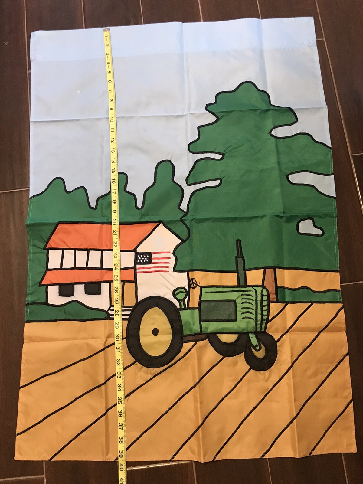 VTG Tractor Large Yard Flag Winter Fall Summer Applique Lot of 3 Outdoor HTF gallery