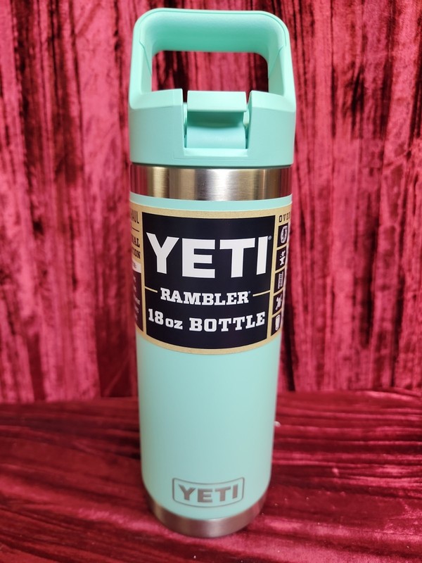 YETI Rambler 18 oz Bottle with Straw Cap Seafoam Stainless Steel Insulated NEW gallery