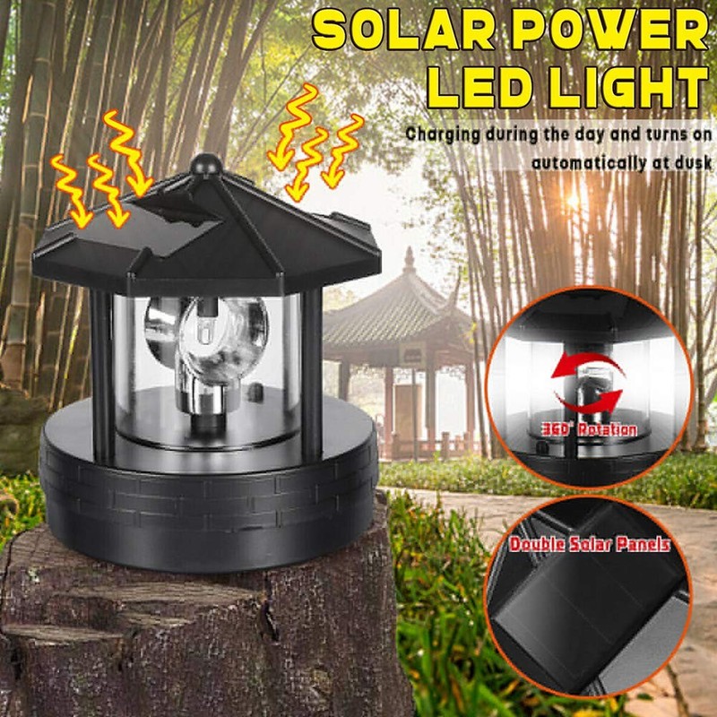 Solar Lighthouse with 360° Rotating Beacon, Waterproof Light Houses Lamp Outd... gallery