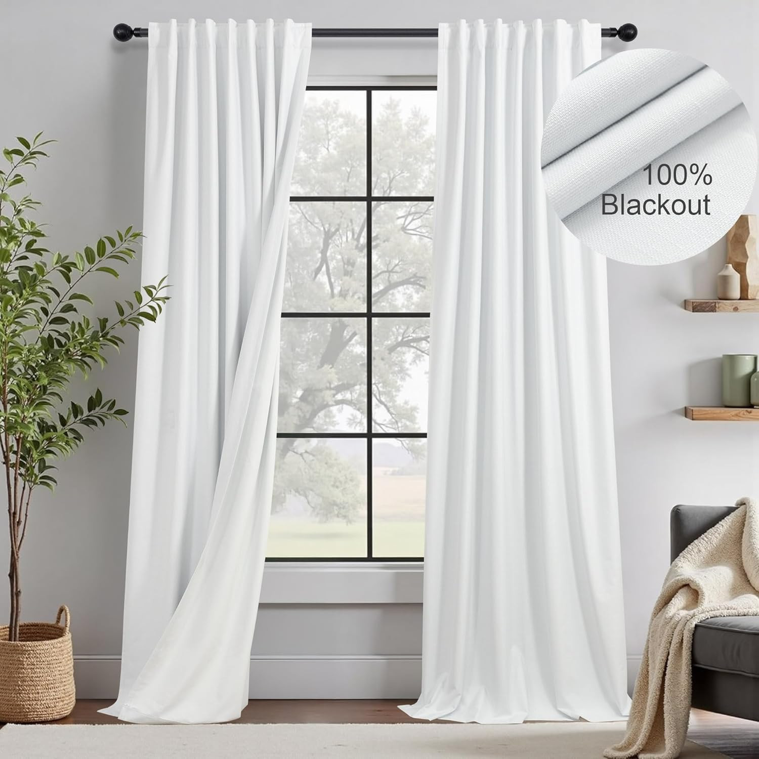 100 Inch Curtains & Drapes Window Coverings Custom Extreme Blackout Linen Curtai gallery