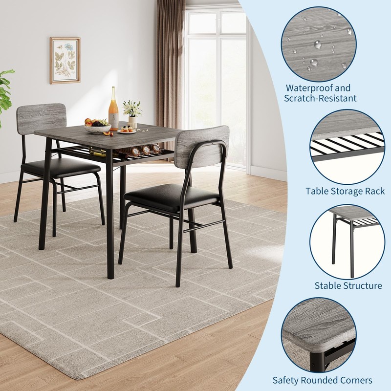 Set for 2 Dining Table Kitchen Table with 2 Chairs for Small Space Apartment gallery