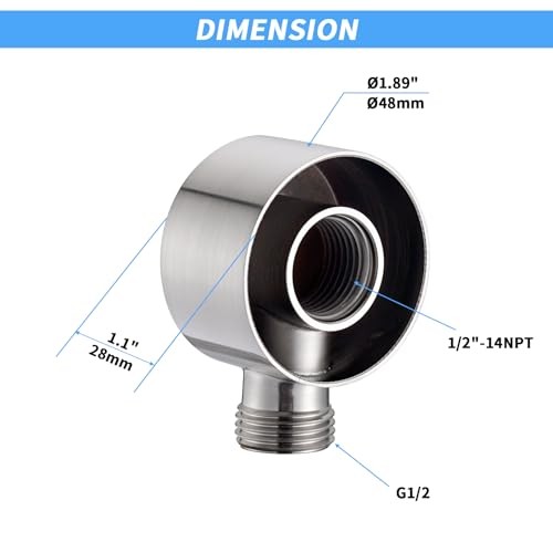 Wall Supply Elbow for Handshower, Brass Round Wall Mount Shower Brushed Nickel gallery
