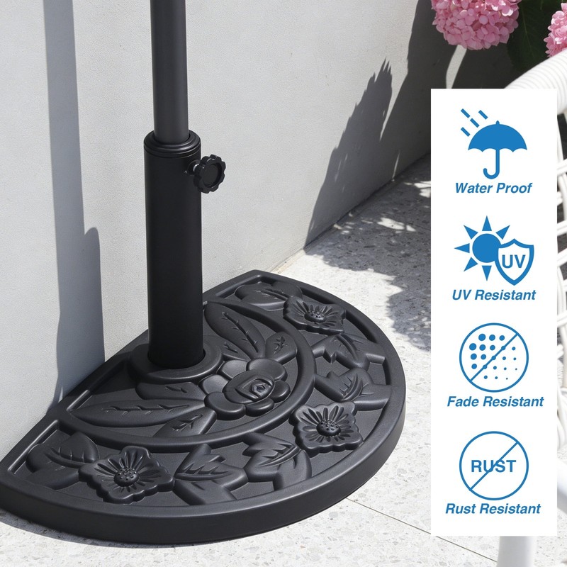 20 lbs Black Half Round Rose Pattern Outdoor Patio Umbrella Base umbrella Stand gallery