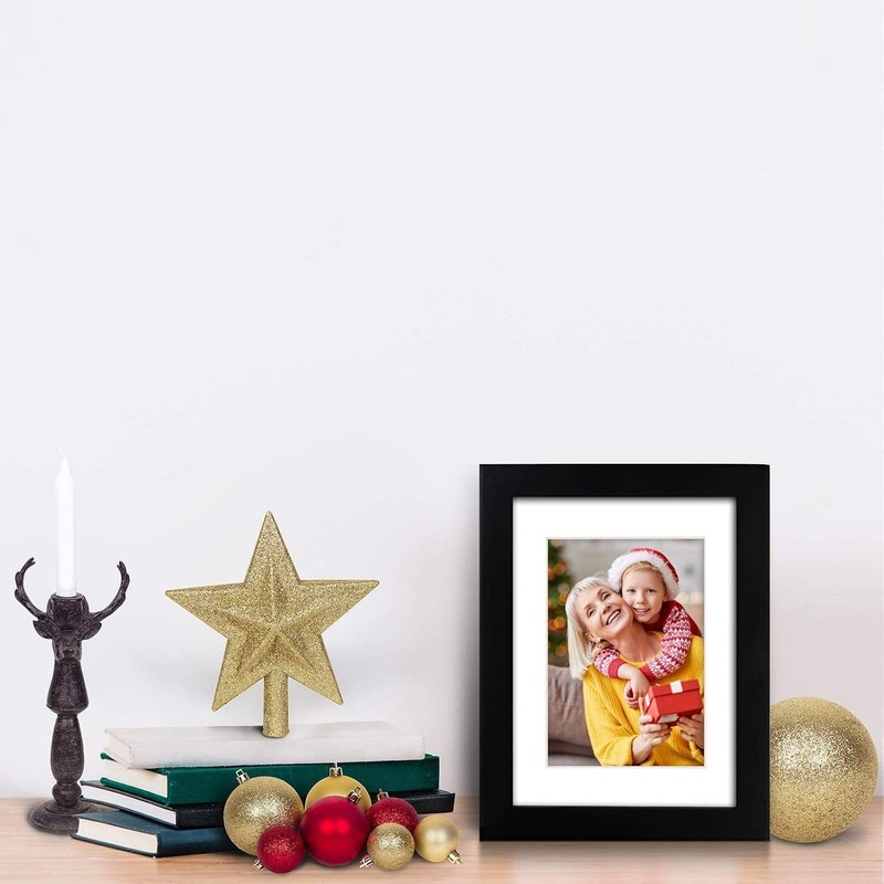 Black Solid Wood Picture Frames 4 PCS - 11x14 & 5x7 for Table or Wall Display gallery
