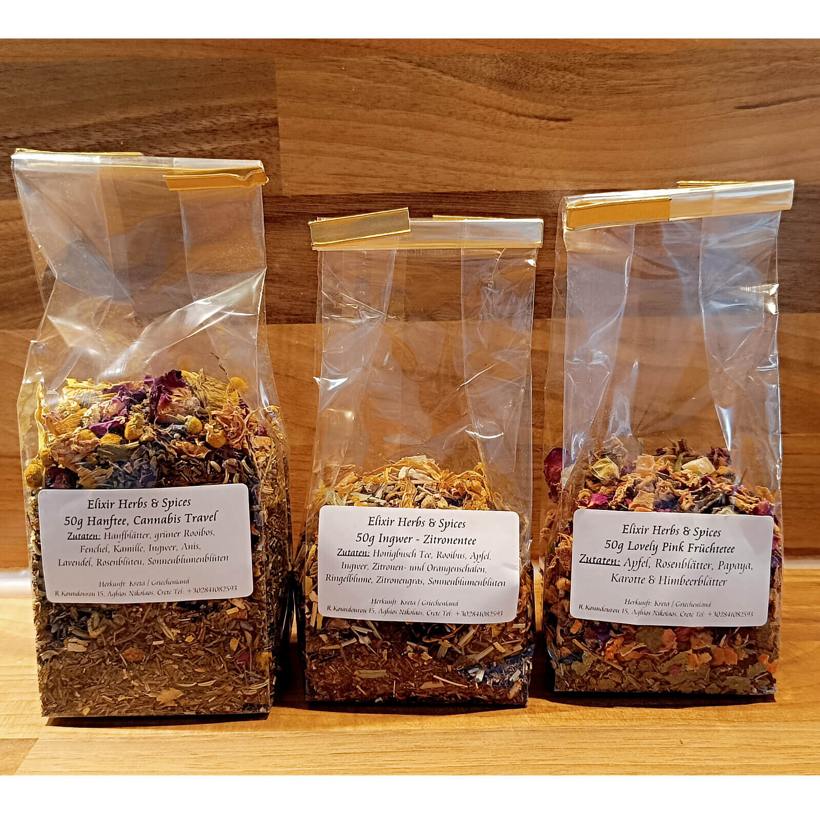 3X 50G Greek Tea Set Ginger Tea Hemp Tea Lovely Pink Fruits Elixir #37 gallery