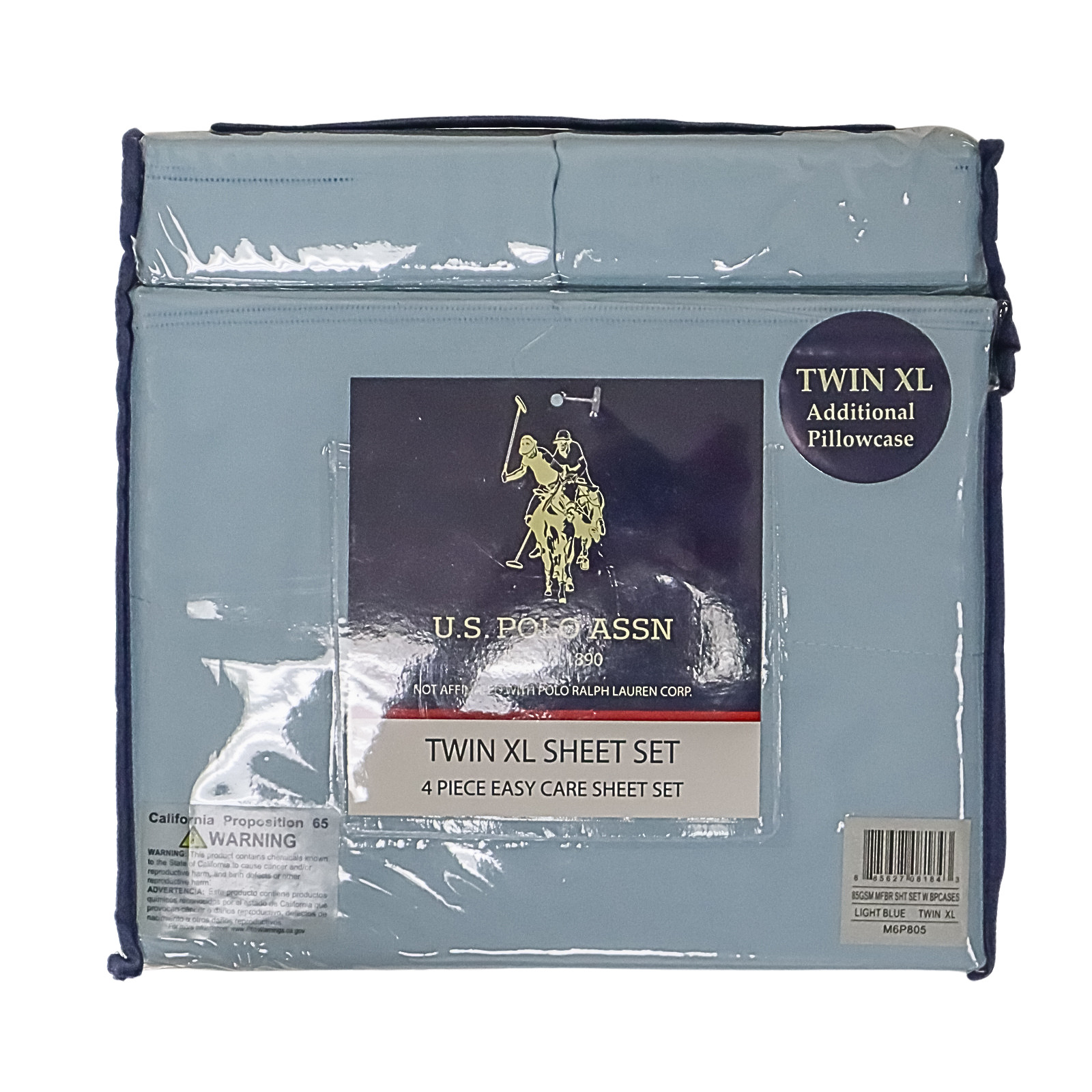 U.S. Polo Assn. Twin XL Sheet Set Solid Light Blue 4 Piece Set Free Shipping gallery