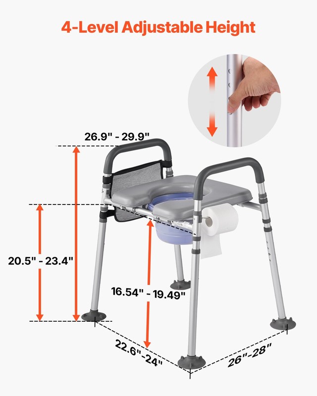 Bedside Commode Chair, 500 lbs Capacity, 4-in-1 Portable Toilet and Raised Toile gallery