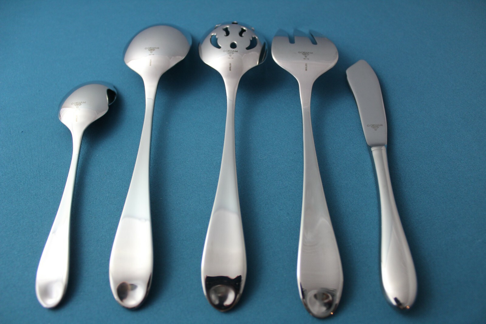Gorham STUDIO Serving (5pc Set) Tablespoon Fork Pierced Glossy 18/10 Vietnam NEW gallery