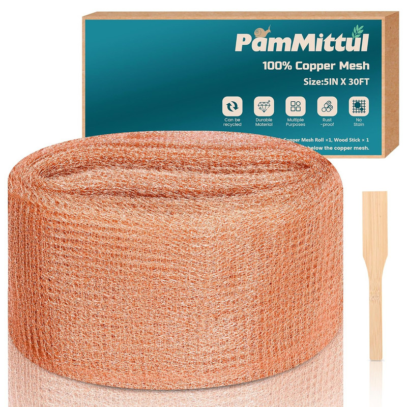 Rustproof Copper Mesh Roll for Rodent Control - 5in x 30ft with Installation Too gallery