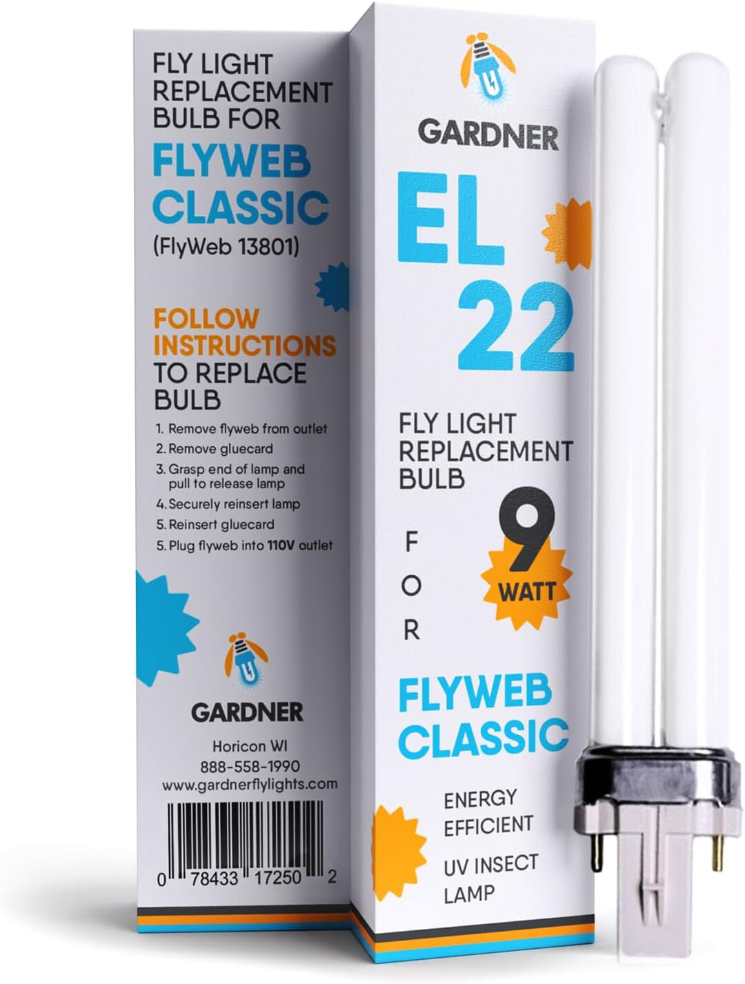 FlyWeb Fly Light Trap Replacemet UV Light Bulb Fly Web ~ EL22 9 Watt ~ 1 Bulb gallery