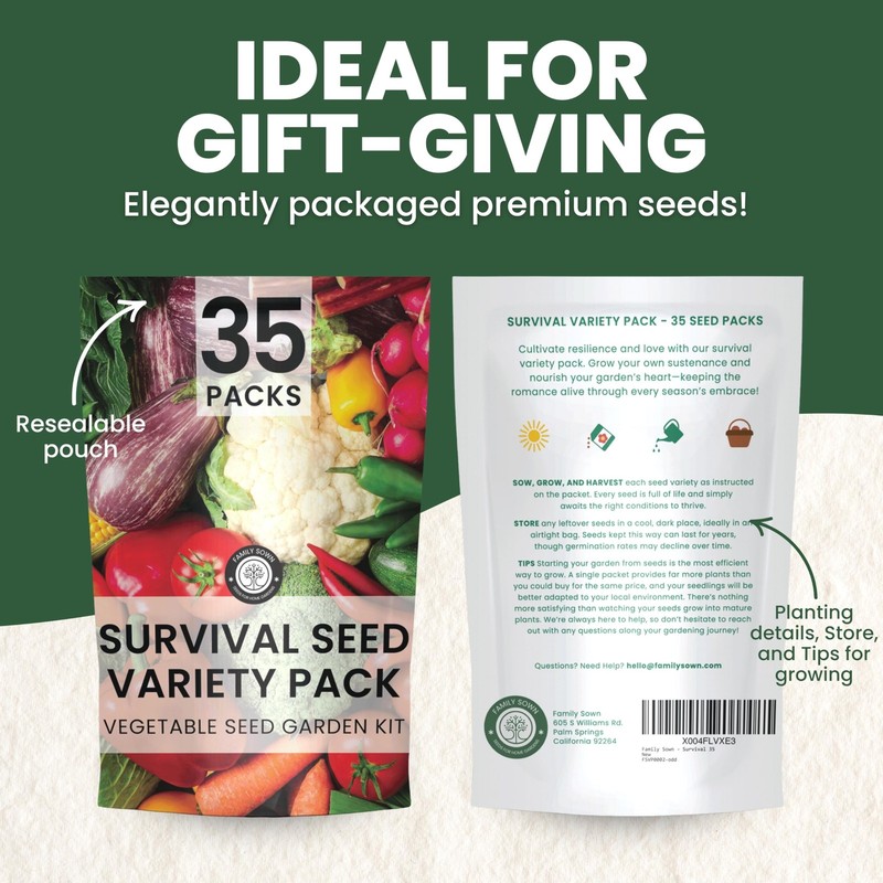 35 Vegetable Seed Packets | Survival Variety Pack | 2026 Season | Individuall... gallery