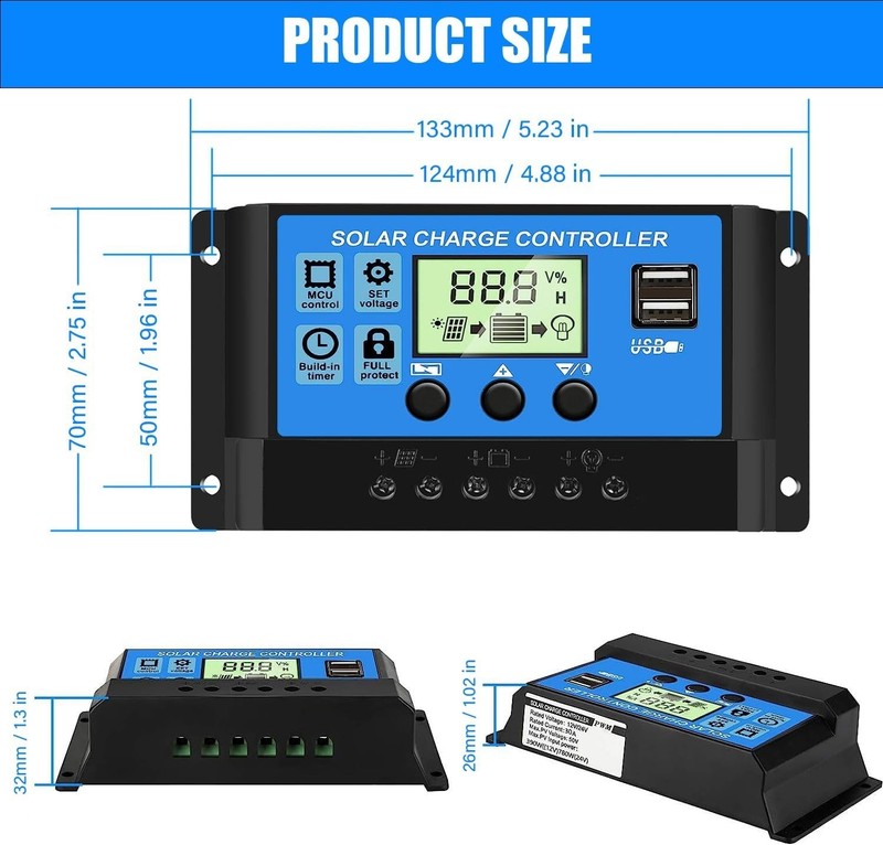 Efficient 30A PWM Solar Charge Controller for Lead-Acid Batteries – LCD Display gallery