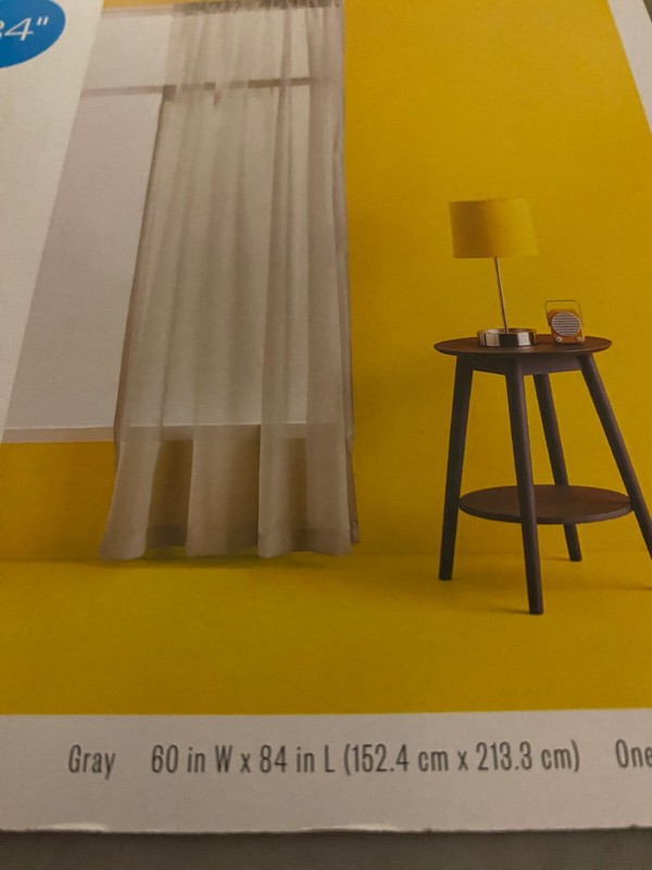 BRAND NEW ROOM ESSENTIALS SINGLE PANEL 84 INCH SHEER CURTAIN GRAY 60W X 84L gallery