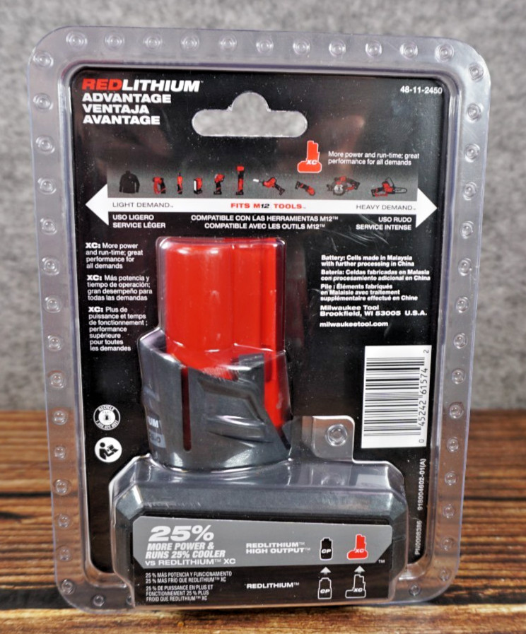 NIP Milwaukee 48-11-2450 M12 RedLithium HIGH OUTPUT 5.0Ah XC5.0 Battery Pack gallery
