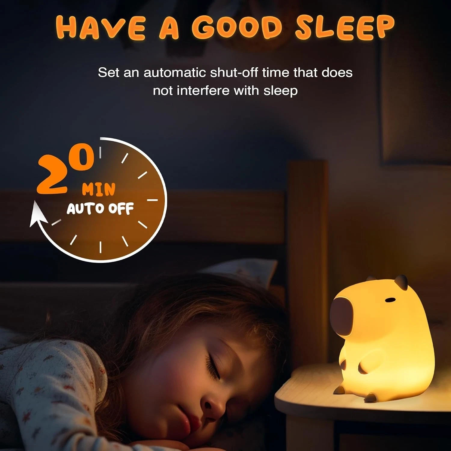 UNEEDE Capybara Night Light USB Silicone Nursery Lamp Dimmable Bedside Light gallery