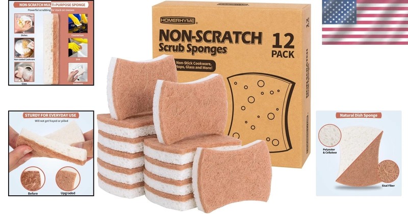 12pcs Kitchen Sponge Natural Biodegradable Eco-Friendly Dish Sponges for Kitchen gallery