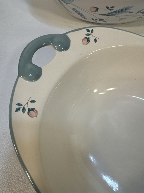 Pfaltzgraff April Oval Serving Dish Set of 3 White Floral Stoneware Purple Teal gallery