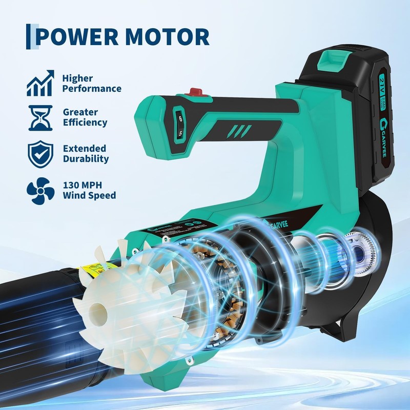 Wireless Leaf Blower 20V 6-Speed Adjustable Electric Blower w/ 2×2.0Ah Batteries gallery