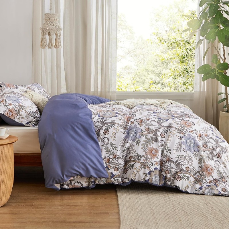Down Comforter Cover Set - Reversible BlueFloral DownComforter Cover 3-PieceSet gallery