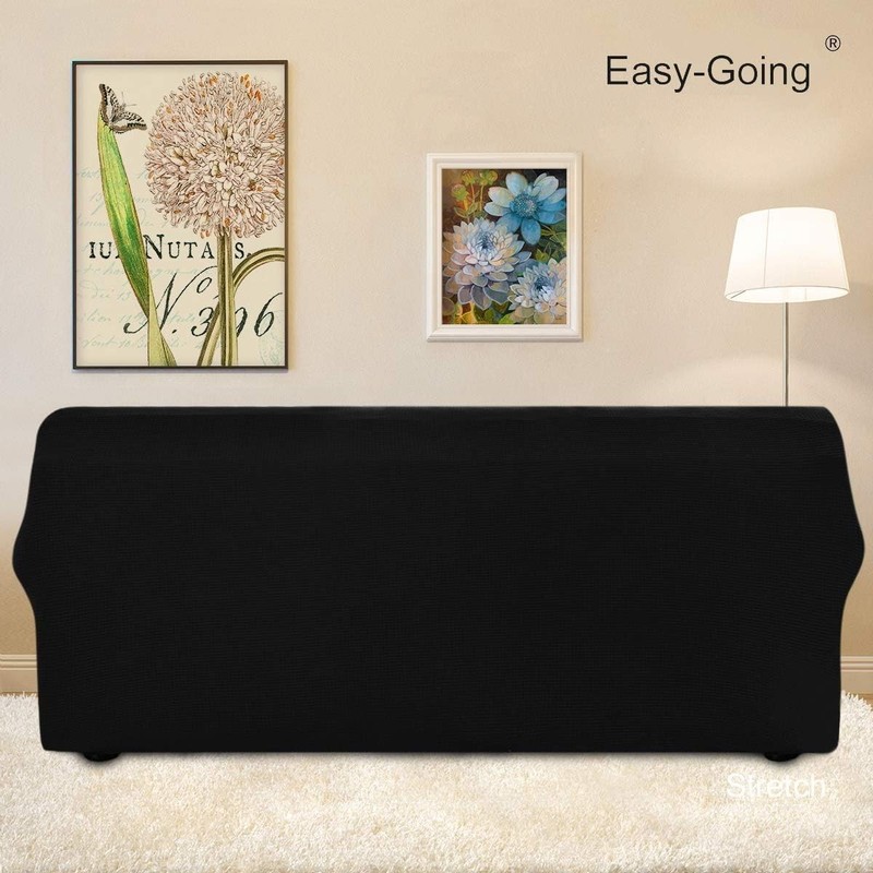 Elastic Black Sofa Cover for Oversized Sofas, Soft Stretch Fabric Protector gallery