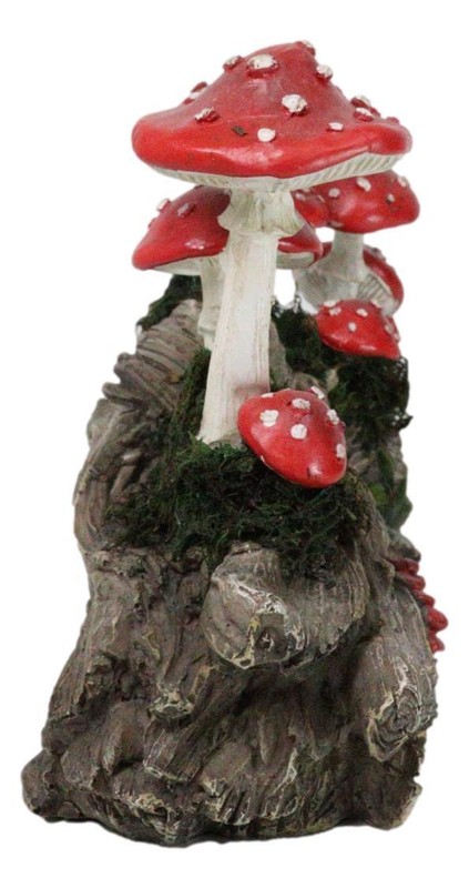 Enchanted Fairy Garden Toadstool Mushrooms Forest On Moss Tree Log Figurine gallery