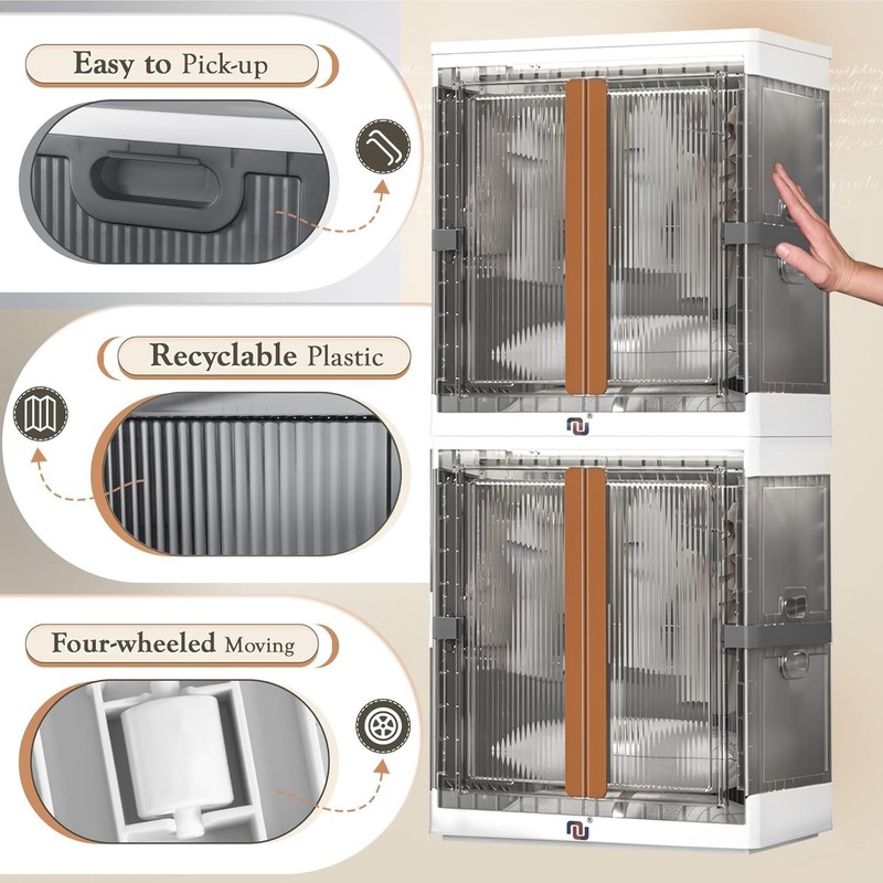38 gallon*2 Storage Bins Plastic Collapsible Closet Organizer Home Storage gallery