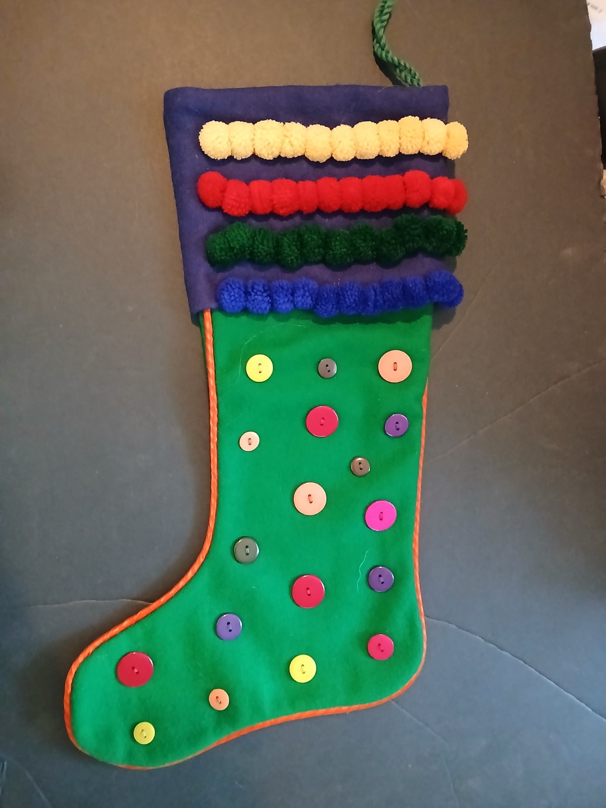 Crate & Barrel Christmas Stocking Buttons Pom-poms 80% Wool gallery