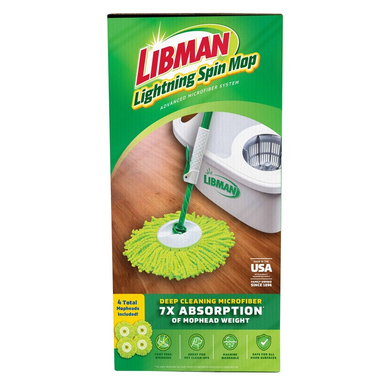 Libman Lightning Spin Mop System Plus 3 Refill Head | and White Bucket gallery