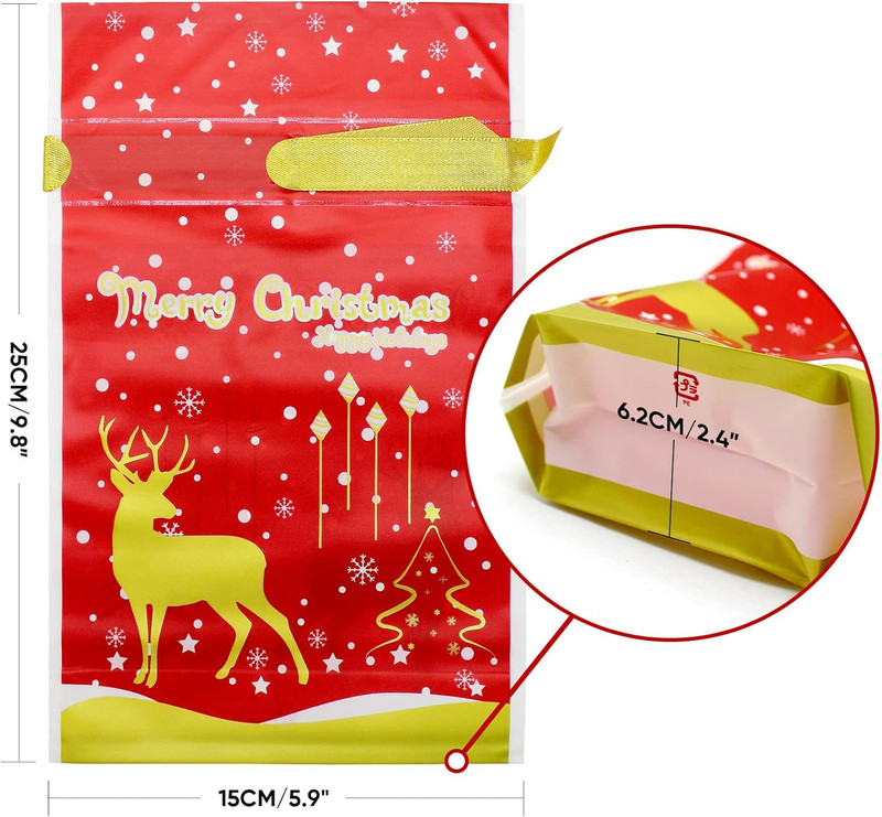 GP Life 50 PCS Christmas Drawstring Goody Bags Christmas Candy Bags Treat Bags f gallery