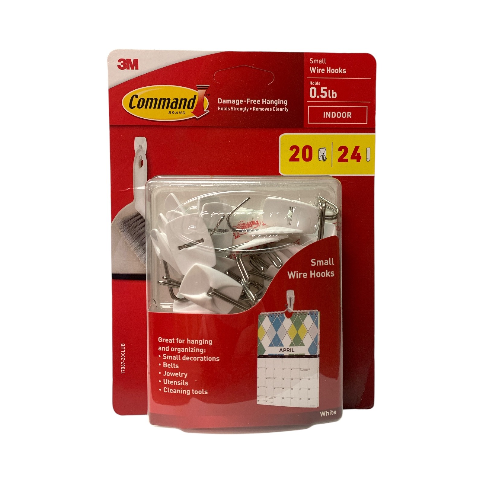 3M Command Damage Free Hanging Strips, Small Wire Hooks, (20 Hooks, 24 Strips) gallery