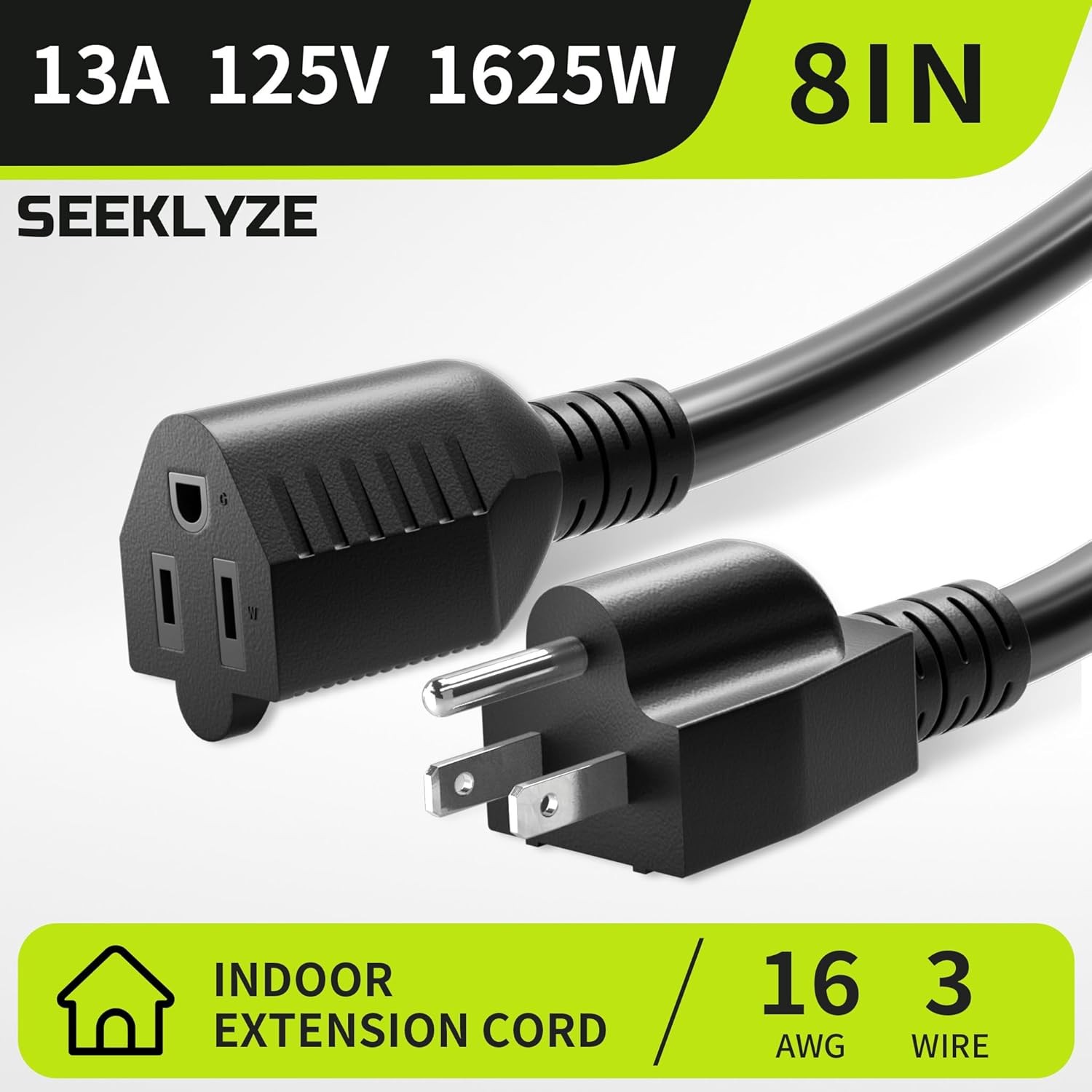 16/3 Black Extension Cord 8inch (10Pack) Indoor Extension Cord for Laptops gallery