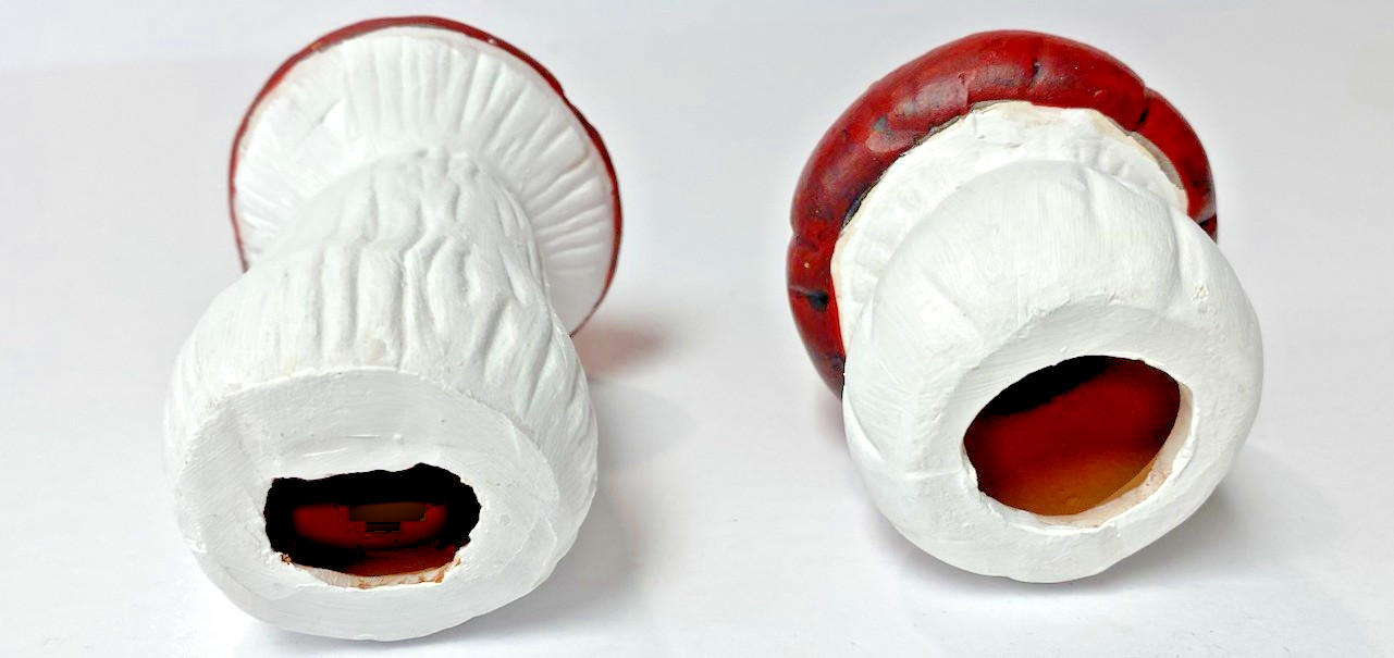Hand Painted Terracotta Red Polka Dot Lodge Cabin Style Home Decor Mushrooms gallery
