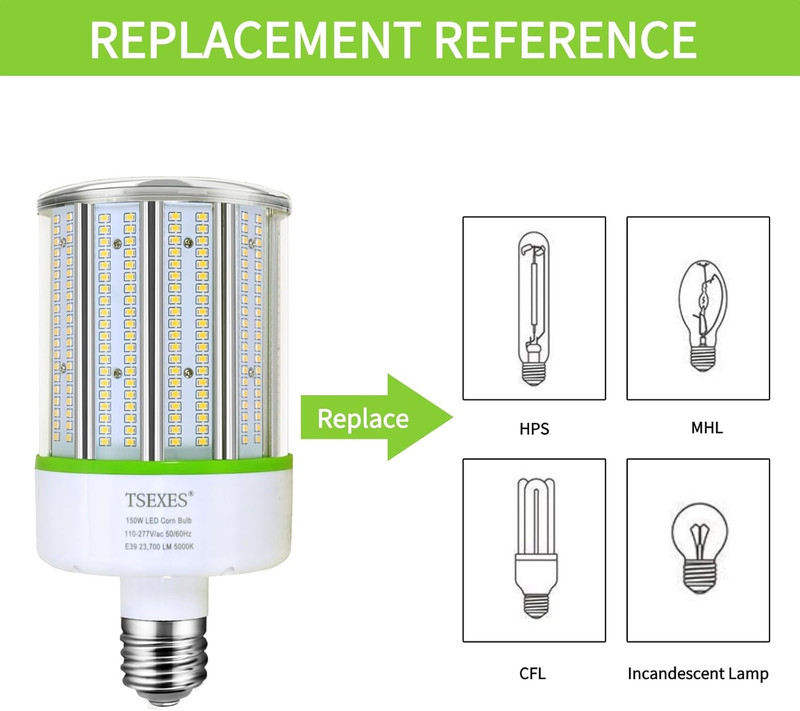 2 Pack 150W LED Corn Bulbs E39 Base 23700Lm 5000K for High Bay Lighting gallery