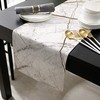 Marble Table Runner-Cotton Linen-Small 36 inches White Gray Gold Dresser gallery